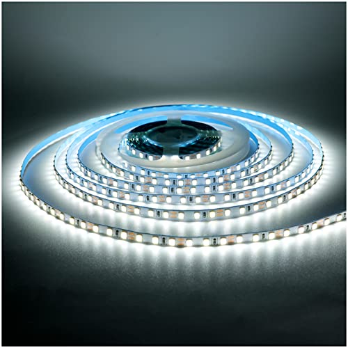 Tesfish 12V ledstrip, 5mm breed, wit 6000K 5m, led strip lights 2835 IP20 120 leds/m, in totaal 600 leds lichtstrip voor slaapkamer, keuken decoratie
