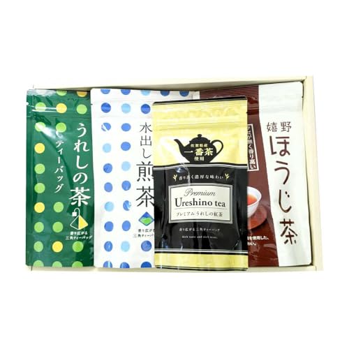 原製茶園 お茶 日本茶 ティーバッグ 飲み比べ 4種 セット うれしの茶 (緑茶・水出し煎茶・ほうじ茶・プレミアム紅茶)詰め合わせ