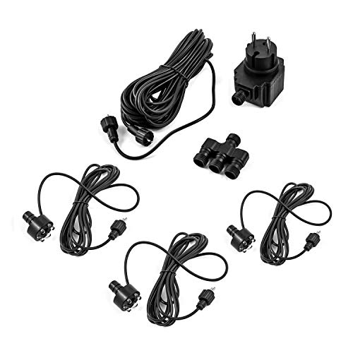 CLGarden - Set de iluminación para fuente con 3 anillos LED de color blanco cálido, transformador IP44, 12 V, cable de conexión de 10 metros y distribuidor de 3 piezas para corona LED DIY