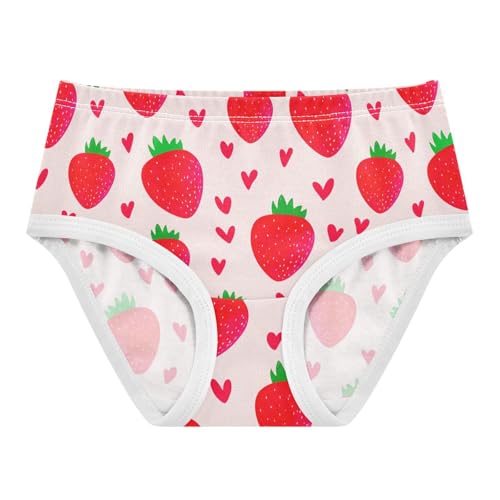 Joisal Red Strawberries Hearts Pink Girl Panties Cute Girls Underwear Toddler Cotton Artistic Briefs Undies Kids 2t