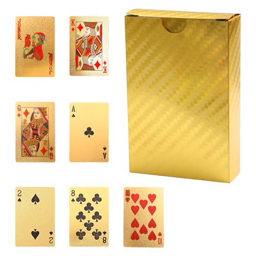 Wasserdichte Neuheit Gold Glinting Poker Karten - Ein Set Premium Gold Spielkarten für Spiele, Tricks und Partyzubehör