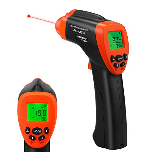 INFURIDER YF-980G Infrared Thermometer,NCV Digital Laser Temperature Gun -58℉-1292℉ IR Temp Gauge with 16:1 Max/Min Alarm for HVAC Pizza Oven Cooking
