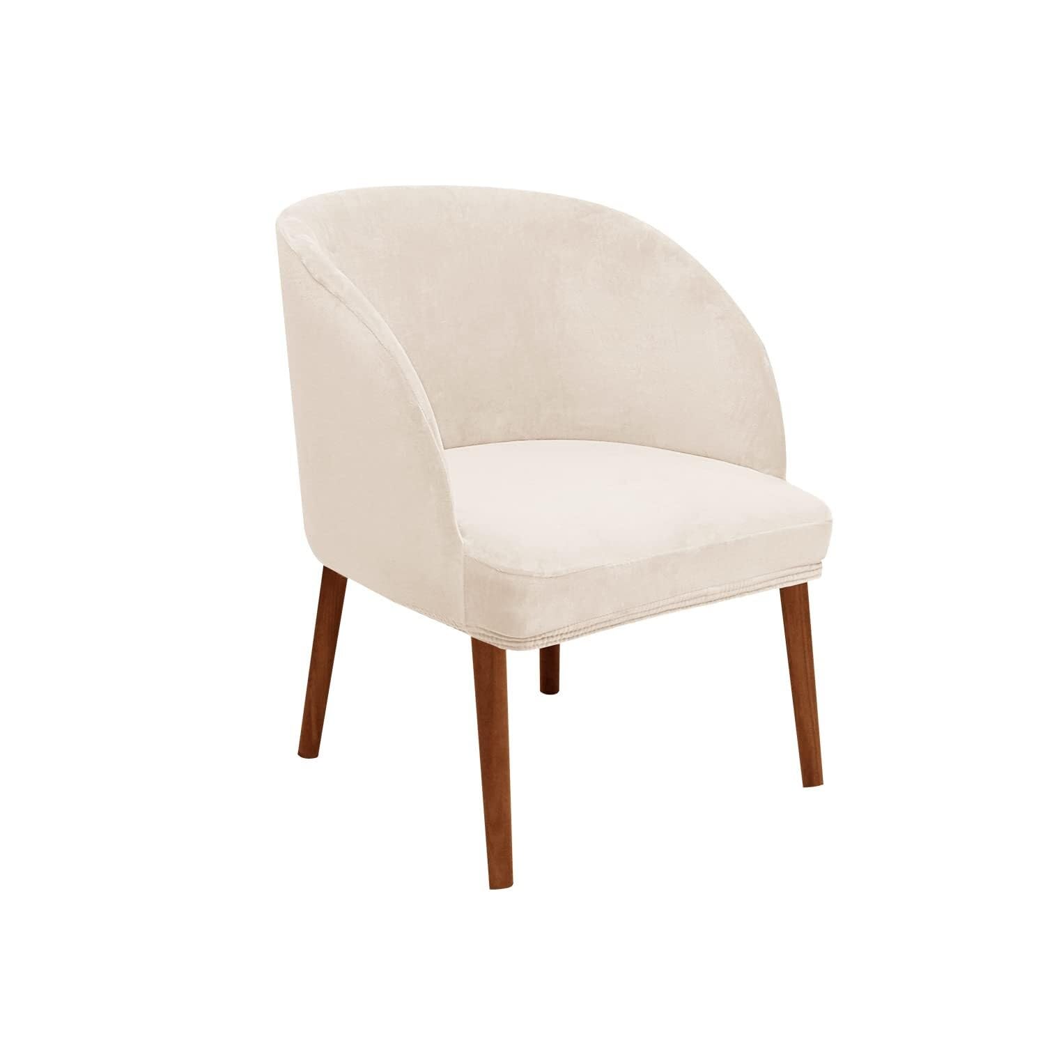 Velluto Coprisedia Elasticizzati Rotondi Schienale con Braccioli 2/4/6 Pezzi Fodera per Sedia da Pranzo Poltroncina Scandinava Cucina Copertura Sedie Sala Pranzo(Beige Beige,4PCS)
