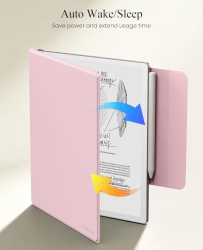 Image of MoKo Case for Remarkable Paper Pure 10.3 inch 2026 with Pen Holder, Pink | Slim protective hard shell folio cover with secure pen holder, Auto Wake & Sleep