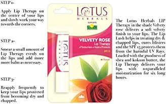 Lotus Herbals Lip Therapy Tinted Lip Balm - Velvety Rose | SPF 15 | Moisturises, Heals & Protects Lips | 4g