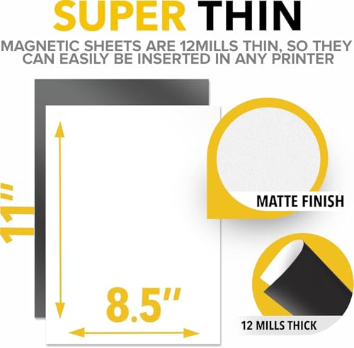 Printable Magnetic Sheets 10 Pcs Matte (8.5"x11"/22x28cm) – Inkjet-Optimized Flexible Magnetic Paper, Non-Adhesive - Ideal for Photo Magnets, Magnet for Cars, Refrigerator, Classroom and Office Decor - Thumbnail 2