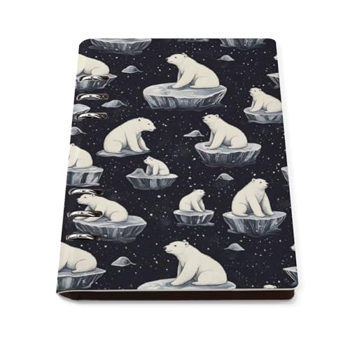 Carnet ligné A5 en cuir ours polaire rechargeable de 90 pages pour l'écriture