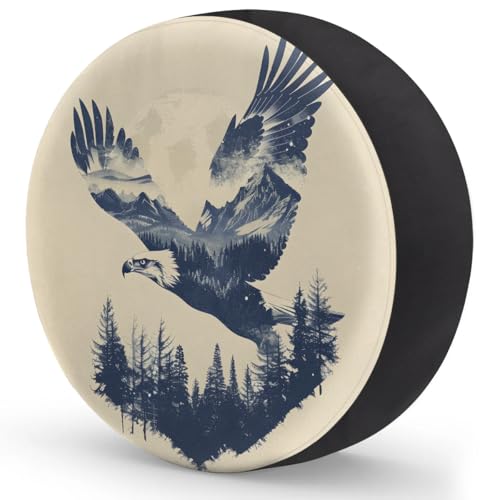 Image of Spare Tire Cover for RV Trailer, Eagle Silhouette Tire Covers Universal Fit for Travel Trailer Camper Jeep RV SUV Truck Waterproof Wheel Cover (17 inch for Diameter 31 inch - 33 inch)