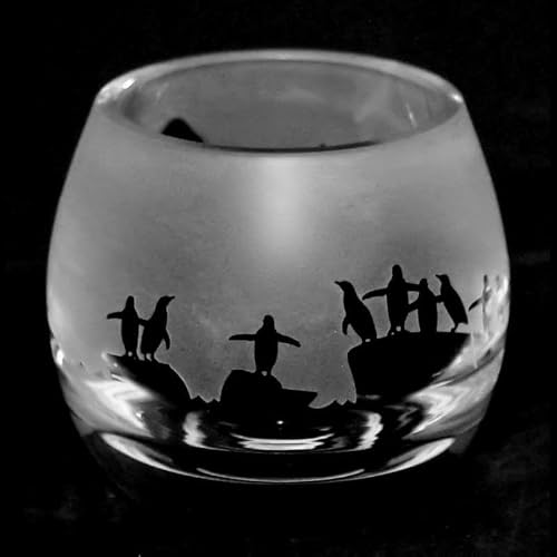 Animo Glass Small Crystal Glass Tealight Candle Holder - Penguin