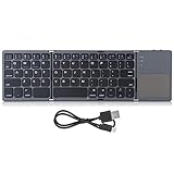 Faltbare Tastatur für Bluetooth Faltbare Tastatur Praktische Falttastatur Drahtlose Falttastatur, Dreifachklappbare Tastatur für PC für Laptop für Computer