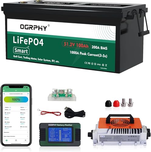 OGRPHY 48 Volt Lithium Battery for Golf Cart with 18A Charger, 48V...