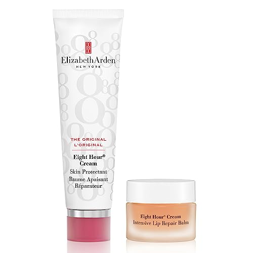 Elizabeth Arden Eight Hour Cream – Skin Protectant, 50 ml & Eight Hour Cream – Intensive Lip Repair Balm, 11,6 ml, Balsam für geschmeidige Lippen, für langanhaltende Feuchtigkeit & gepflegte Haut
