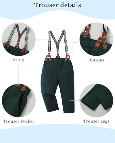 DISAUR Boy Clothes Suits, Big Kid Dress Shirt with Bowtie + Suspender Pants Outfit Sets Gentleman Wedding 6-10 Years - Image 6