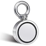 Fishing Magnet Double Sided Neodymium Magnet with Eyebolt, Combined 350 LBS Pulling Force Super Strong Magnet for Magnetic Fishing, Treasure Hunting Underwater 1.89 inch(48mm) Diameter