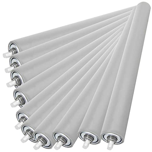 SCHMIDT systemprofile 10x Tragrolle 400mm Ø 42mm Stahl Rollenbahn Untergurtrolle Rolle für Förderband mit Gummiüberzug Cover