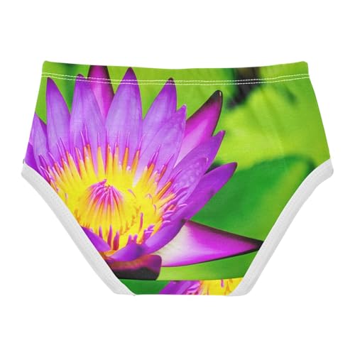 Purple Water Lily Bloom Green Toddler Underwear Custom 2t Cotton Panties Little Girl Flower Undies Kids Briefs2