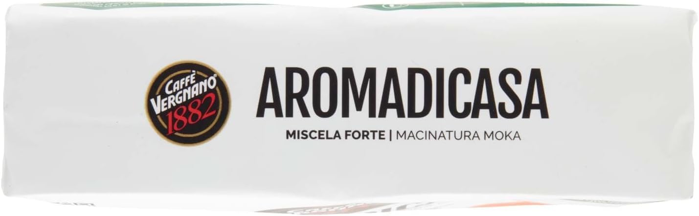 Caffè Vergnano 1882 Aromadicasa - Café molido Moka 8 x 250 g | Miscela Forte | Intensidad 9/10 | Tostado lento | Sabor decidido y persistente | Made in Italy + Italian Gourmet Polpa 400g