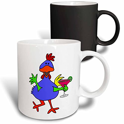 3dRose Cute Funny Unique Funky Chicken Drinking 11oz Magic Transforming Mug