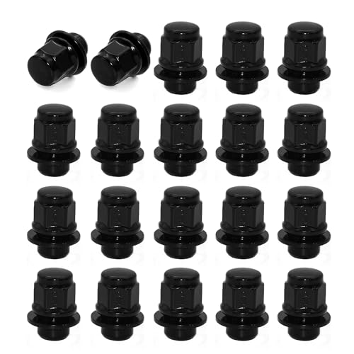 Image of M12x1.5 Wheel Lug Nuts, 20pcs Black Mag Lug Nut with Washer Compatible with Avalon Camry Highlander Prius Sienna, IS300 LFA HS250h GS450h