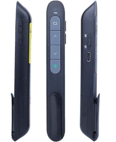 Image of Wireless Presenter Remote with Green Light, Rechargeable PowerPoint Clicker for Mac Windows PC, 2.4GHz USB & Bluetooth, 656ft Range