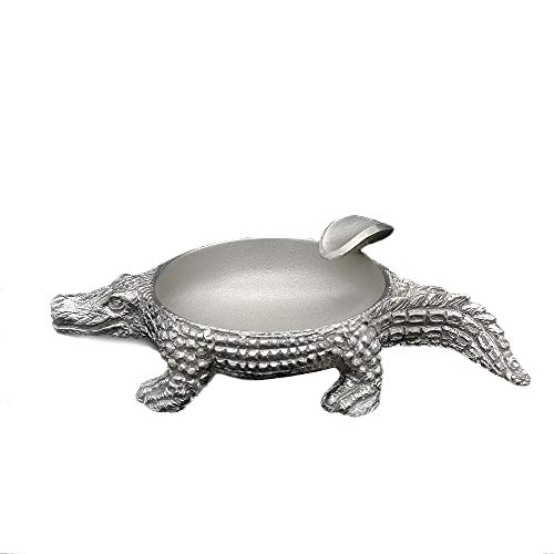 Oriental en étain - en étain Cendrier, Cendrier (Petite Taille) Pure Tin 97% sans Plomb La16 sculpté à la Main Magnifique en Relief en Forme de W/Crocodile Faite à la Main en Thaïlande Cover