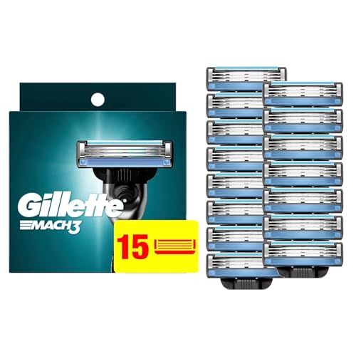 Gillette Mach3 Razor Refills for Men, 15 Razor Blade Refills