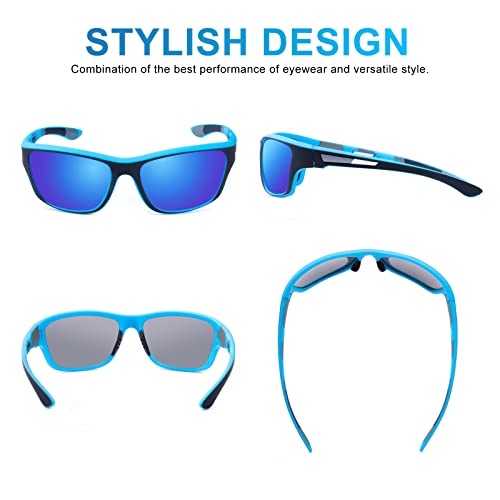 OKH 2 Pieces Sport Sunglasses For Men Women UV400 Protection Polarized Goggle Wrapped Around Cycling Glasses Unisex for Bicycles Fishing - Image 2