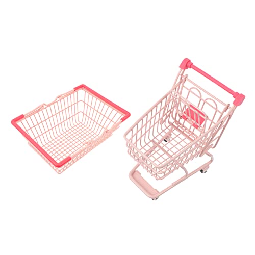 Rorpoir 1 Set Shopping Basket Shopping Cart Wheelbarrow Miniature Dollhouse Furniture Shopping Cart For Small Basket With Handle Shopping Cart Pink Alloy Desk #TOP5
