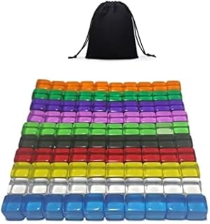 2 Rainbow Acrylic Gem Transparent SquareBlocks,100Pcs/set 10 Colors Training Crystal Light Shadow Stacking 8mm Counting Markers Cubes Round Corner Blank Dice for Tabletop Gaming and Education
