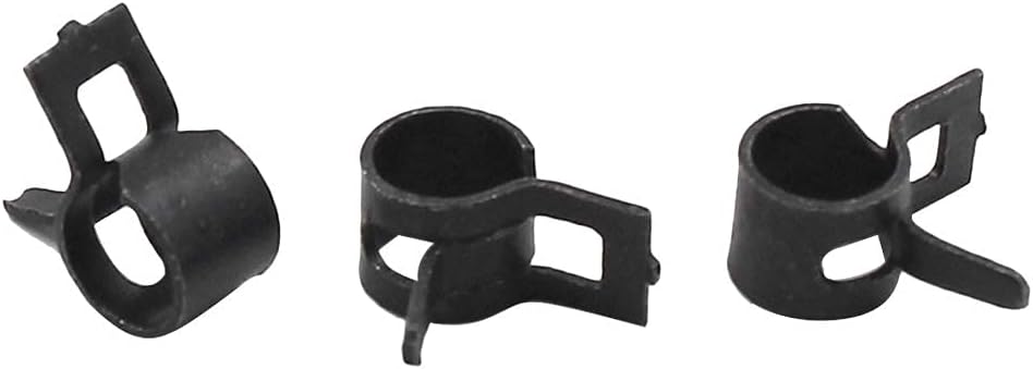 50Pcs Spring Band Type Clips 6mm(1/4Inch) Air Hose Tube Water Pipe Fuel Hose Line Vacuum Hose Clamp, Fit 6.5-7.2mm OD (Black)