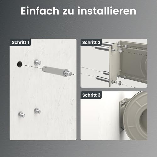 Giraffe Tools Automatischer Druckluftschlauch Aufroller mit 3/8 Druckluft Schlauch, 15m+1m Wandmontage Druckluftschlauchtrommel mit 1/4 Schnellkupplung 300 PSI