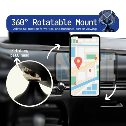 Image of Regor Magnetic Mobile Holder for Dashboard| Round Car Mount Stand with Strong Magnetic | 360 Adjustable Magnetic Cell Phone Holder | Compatible with All Smartphones iPhone Android - Black