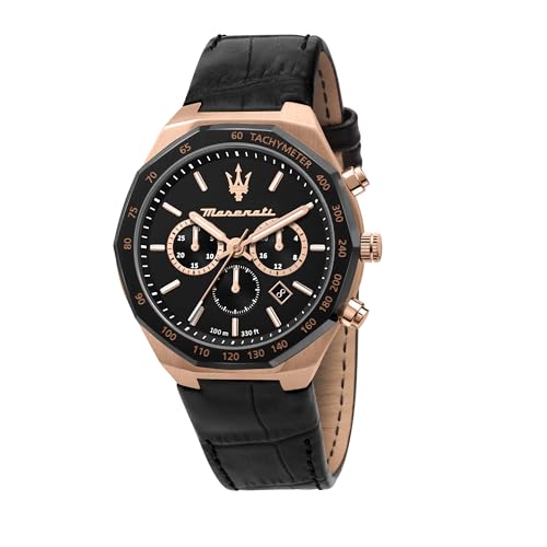 Maserati Orologio Uomo, Collezione STILE, al Quarzo, Cronografo, in Acciaio, PVD Oro Rosa, Pelle naturale - R8871642001