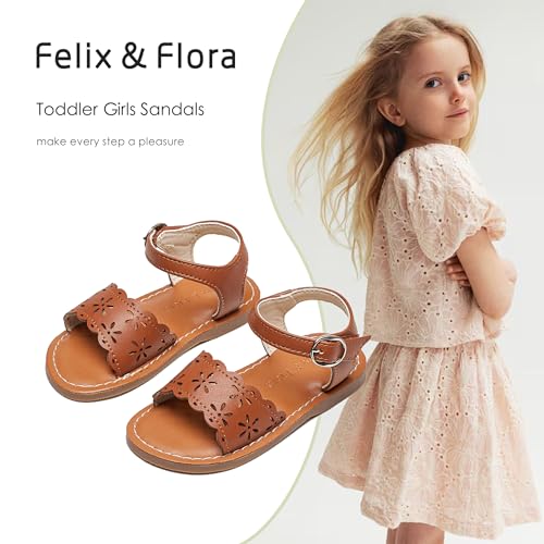 Image of Felix & Flora Toddler Girl Sandals - Little Girl Easter Dress Shoes Lightweight Open Toe Beach Holiday Flats