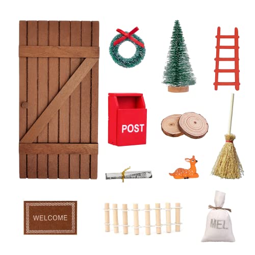 SILARLAIT Wichteltür Zubehör Weihnachten, 13-TLG Wichteltür Weihnachtsset Weihnachtsdeko, Wichteltür Weihnachten Miniaturen, Wichteltür Weihnachtsset DIY Weihnachtsdeko Perfekt für Miniaturwelten Cover