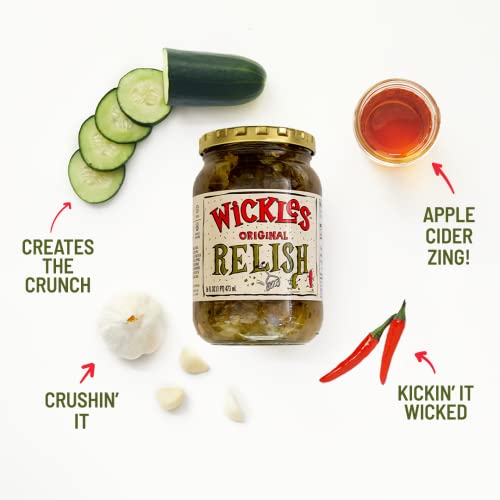 Wickles Pickles Original Relish (6 Pack) - Hot & Sweet Relish - Wickedly Delicious Sweet & Spicy Pickle Relish (16 oz Each)