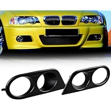 Matte Black Pair Front Lower Bumper Air Duct Dual Fog Light Covers for BMW E46 M3 Base Coupe/Convertible 2-Door 2001 2002 2003 2004 2005 2006
