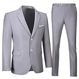 SISAVE Men Suits Light Gray Suit for Mens Slim Fit Wedding Tuxedo Suit Jacket Pants for Groom Groomsmen Outfits XL