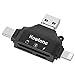 KOWLONE Lettore di Schede Memoria - SD Micro SD Adattatore USB 2.0 4in1 con OTG Funzione, USB/Micro USB/Type-C per PC e Notebook/Smartphone/Tablet