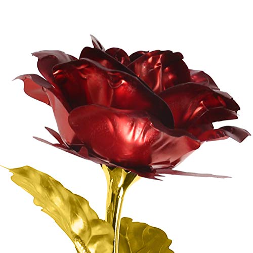 SOLUSTRE Rosa de ouro 24 K, flores de rosa artificiais com caixa de exibição em caixa de presente, o