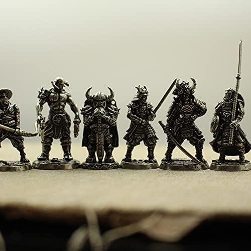 6Pcs White Copper Japanese Shogunate Samurai Figurines Miniatures Vintage Metal Soldiers Model Statue Desktop Toy Ornament Decoration
