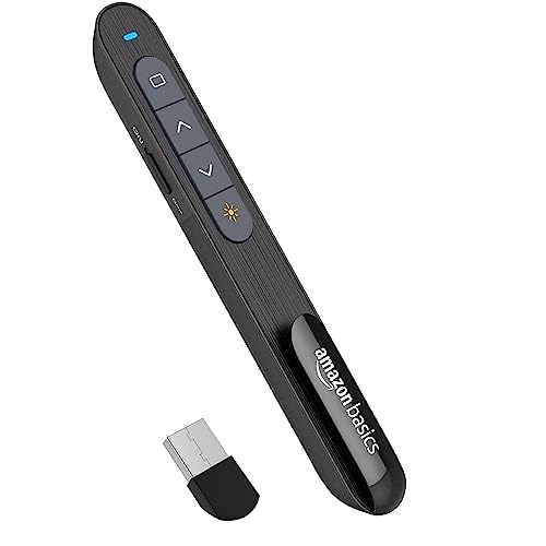 Image of Amazon Basics Wireless USB Laser Flip Pen with Clip, 2.4 GHz, to Control Presentations (Battery Not Included)