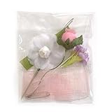 コサージュ 手作り キット 白いバラ (ピンクのリボンと蕾バラ)