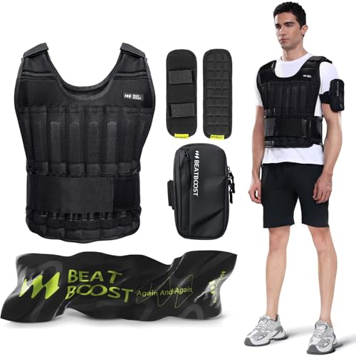 BeatBoost Weighted Vest for Men Women 20 lb Adjustable Weighted Vest with Steel Plates Weights for Walking Strength Training Running Workout