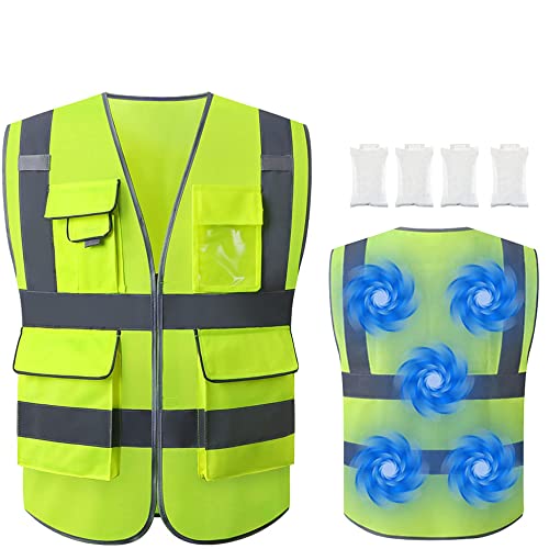 Tekware Reflective Safety Vest, High Visibility Construction Vests with 4 Cooling Ice Bags, Ideal Work Safety Vest for Men and Women, ANSI/ISEA Standards (XL)