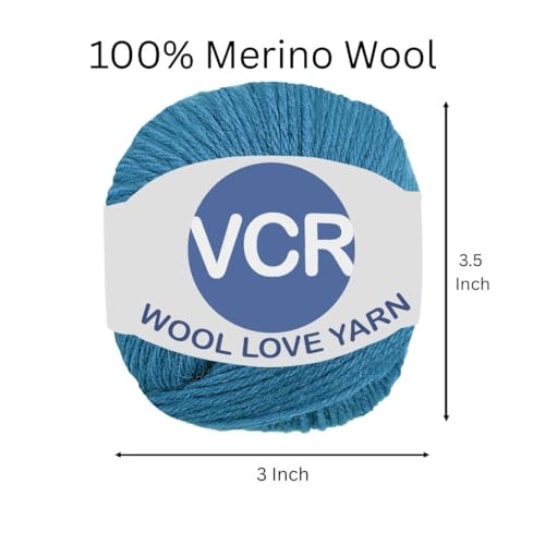 Image of VCR Steel Blue Yarn, 25 Grams Hank, 85 Meters Length, 100% Merino Wool, Pack of 1, Shrink-Resistant Soft, Warm and Premium Wool Yarn for Knitting, Crochet and Craft Projects