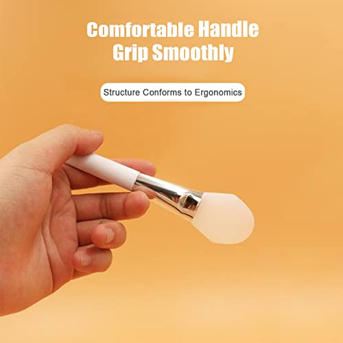 Facial Mask Application Brush, Soft Silicone Fan Shape White Brush Head Cosmetic Tool for Body Lotion, Mud, Clay, Charcoal Mixed Mask - Image 6