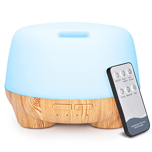 500ML Essential Oil Diffuser, Scented Oil Diffuser air Humidifier vaporiser, Electric Ultrasonic Aroma Diffuser 4 time and 7 LED Light Colors for Bedroom, Home，room,bathroom,travel,desk