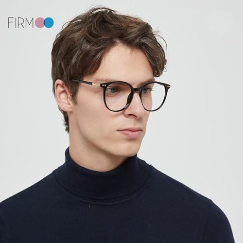 Firmoo Blaulichtfilter Brille ohne Sehstärke für Damen/Herren, Anti Blaulicht UV Schutzbrille, TR Vollrandbrille gegen Augenbelastung Entspiegelte Nerdbrille Schwarz