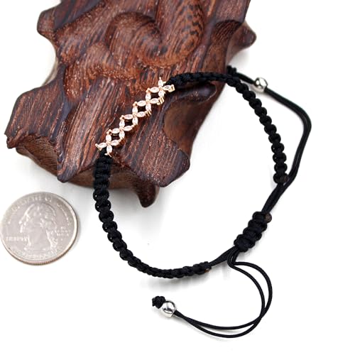 Image of Hand-woven String and Tennis Zircon Bracelet, Stylish Retro Adjustable Bracelet BFF Cubic Zirconia Crystal Women's Love Friendship Jewelry
